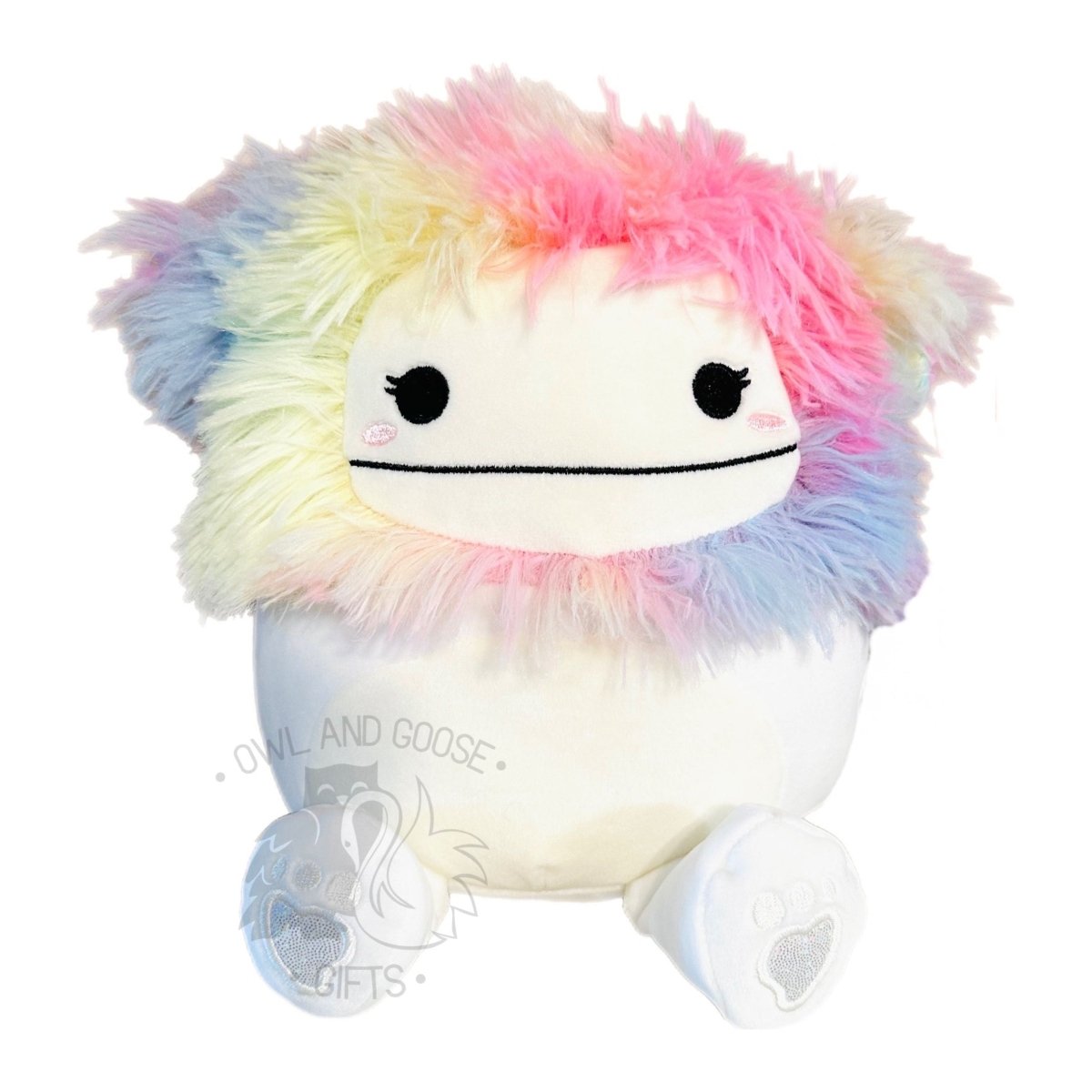 Squishmallow 8 Inch Zaylee the White Bigfoot Plush Toy - Owl & Goose Gifts