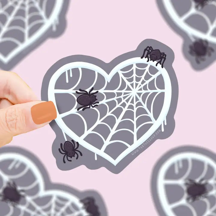 Turtle's Soup Spooky Spiderweb Heart Halloween Vinyl Sticker