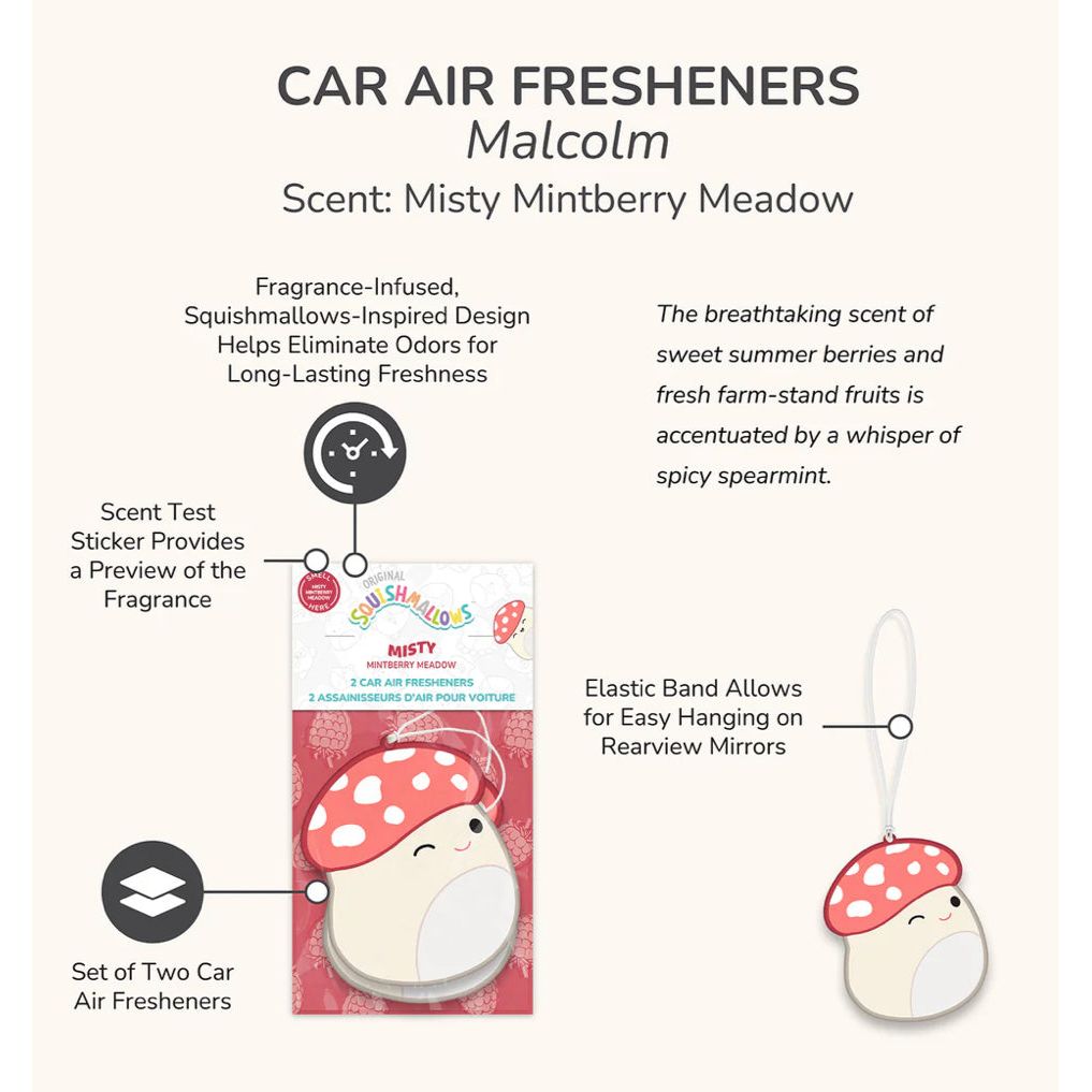 Squishmallow Air Fresheners 2 Pack - Malcolm Misty Mintberry Meadow