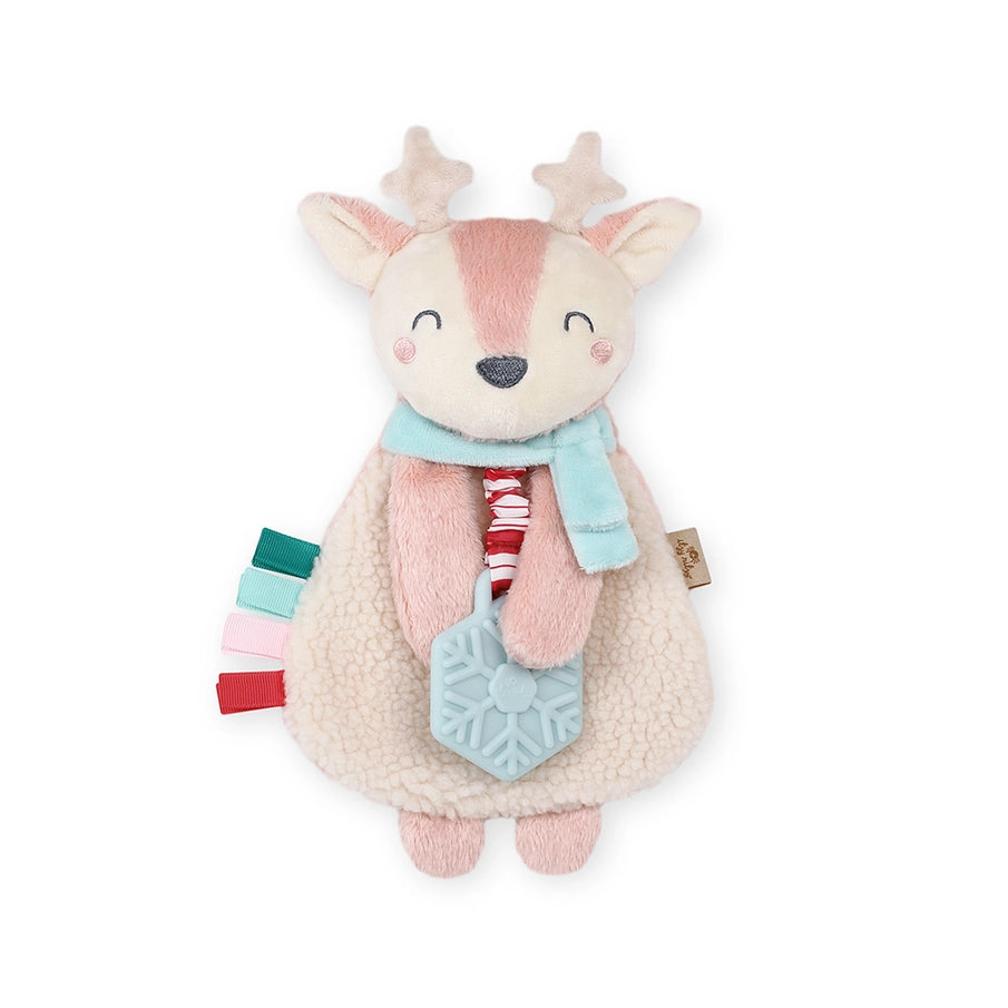 Itzy Ritzy Christmas Itzy Lovey™ Pink Reindeer Plush with Teether Toy