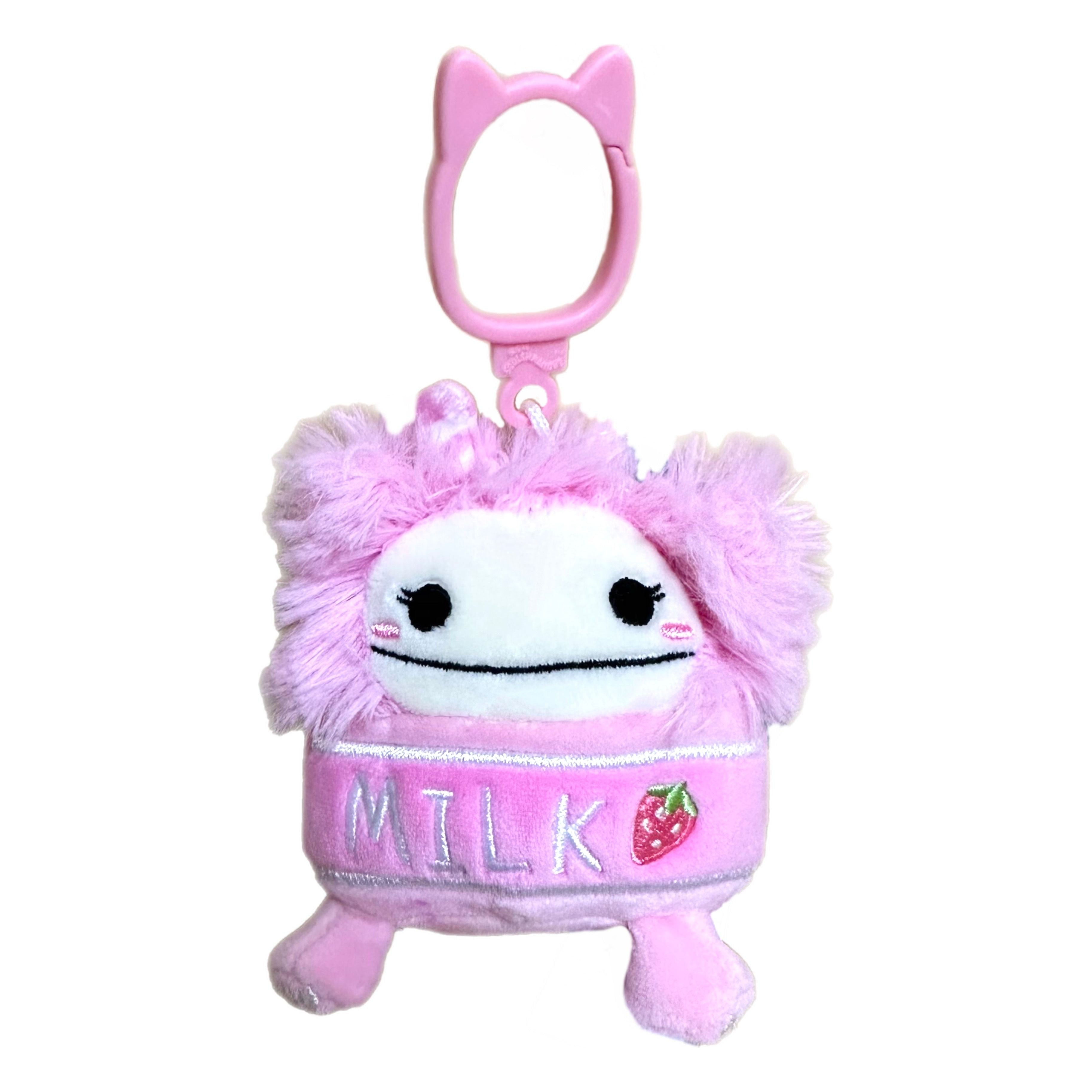 Squishmallow 3.5 Inch Brina the Strawberry Milk Bigfoot Plush Clip