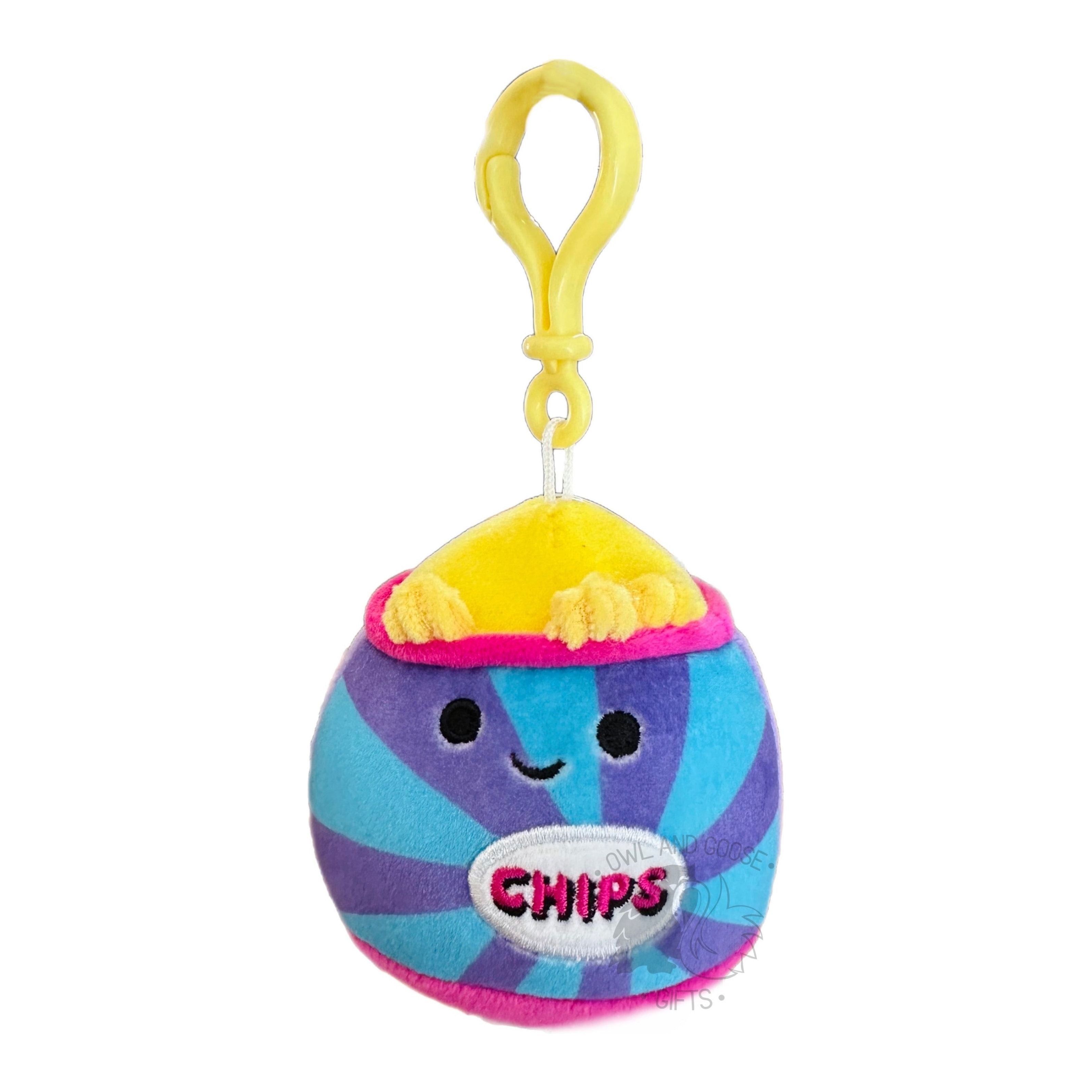 Squishmallow 3.5 Inch Patricia the Bag of Chips Neon Foods Plush Clip