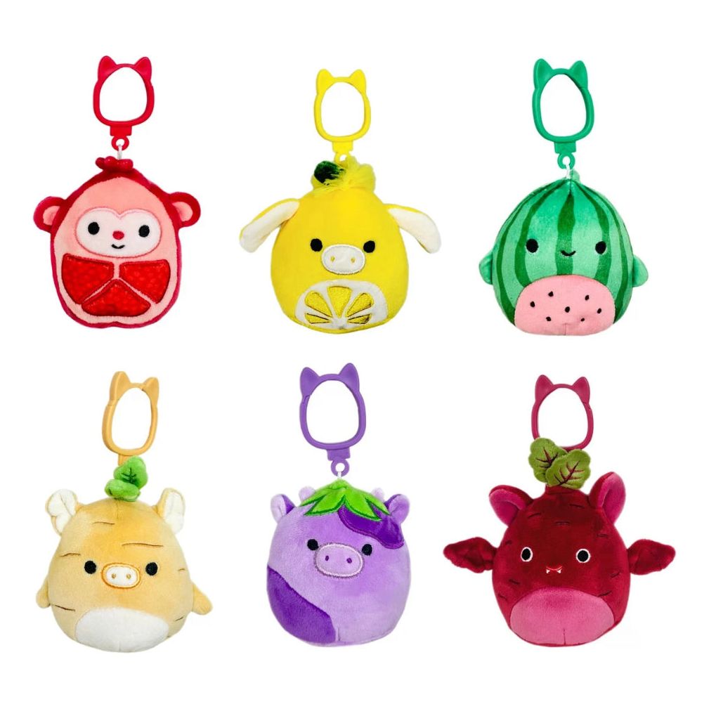 Squishmallow 3.5 Inch Clip Food Fusion Set of 6 - Cardona, Clement, Pete, Christopher, Frederick, Romulus