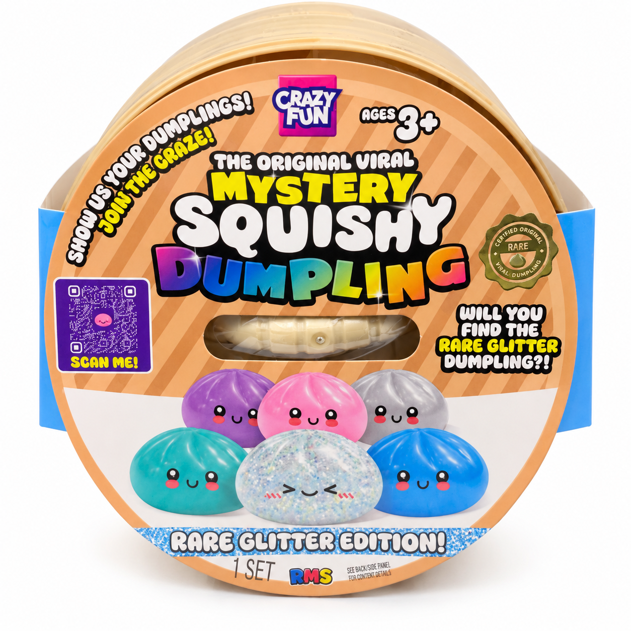 RMS/Crazy Fun Official 7" Jumbo Mystery Bao Bun Dumpling - Sensory Fidget Toy