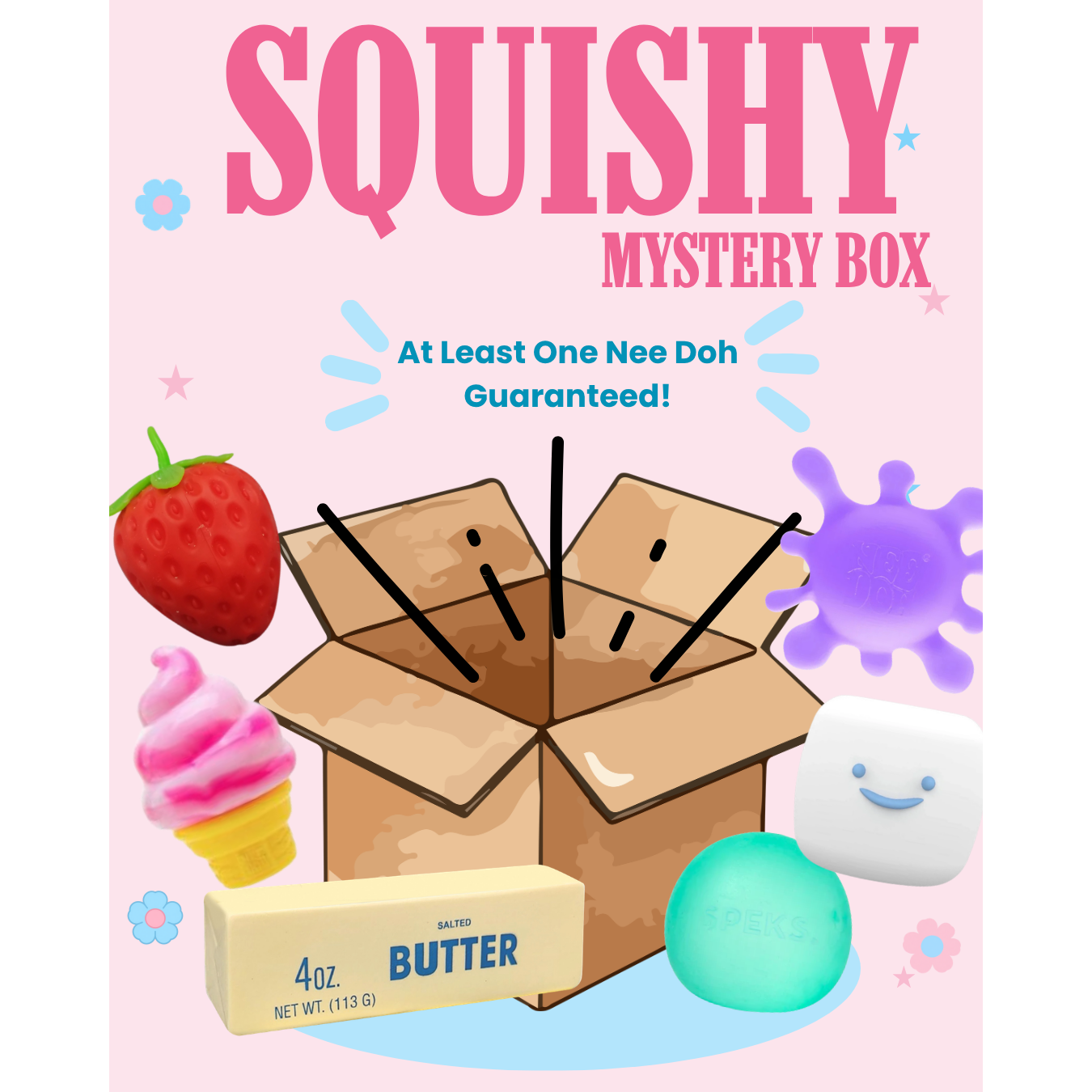 Squishy Mystery Box – 3+ Items with Guaranteed NeeDoh