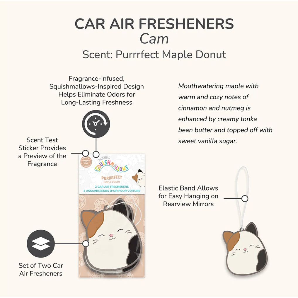 Squishmallow Air Fresheners 2 Pack - Cam Purrrfect Maple Donut