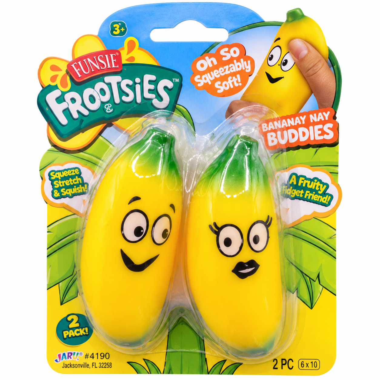 Ja-Ru 3 Inch Funsie Frootsies 2 Pack Banana Squishy Sensory Toys