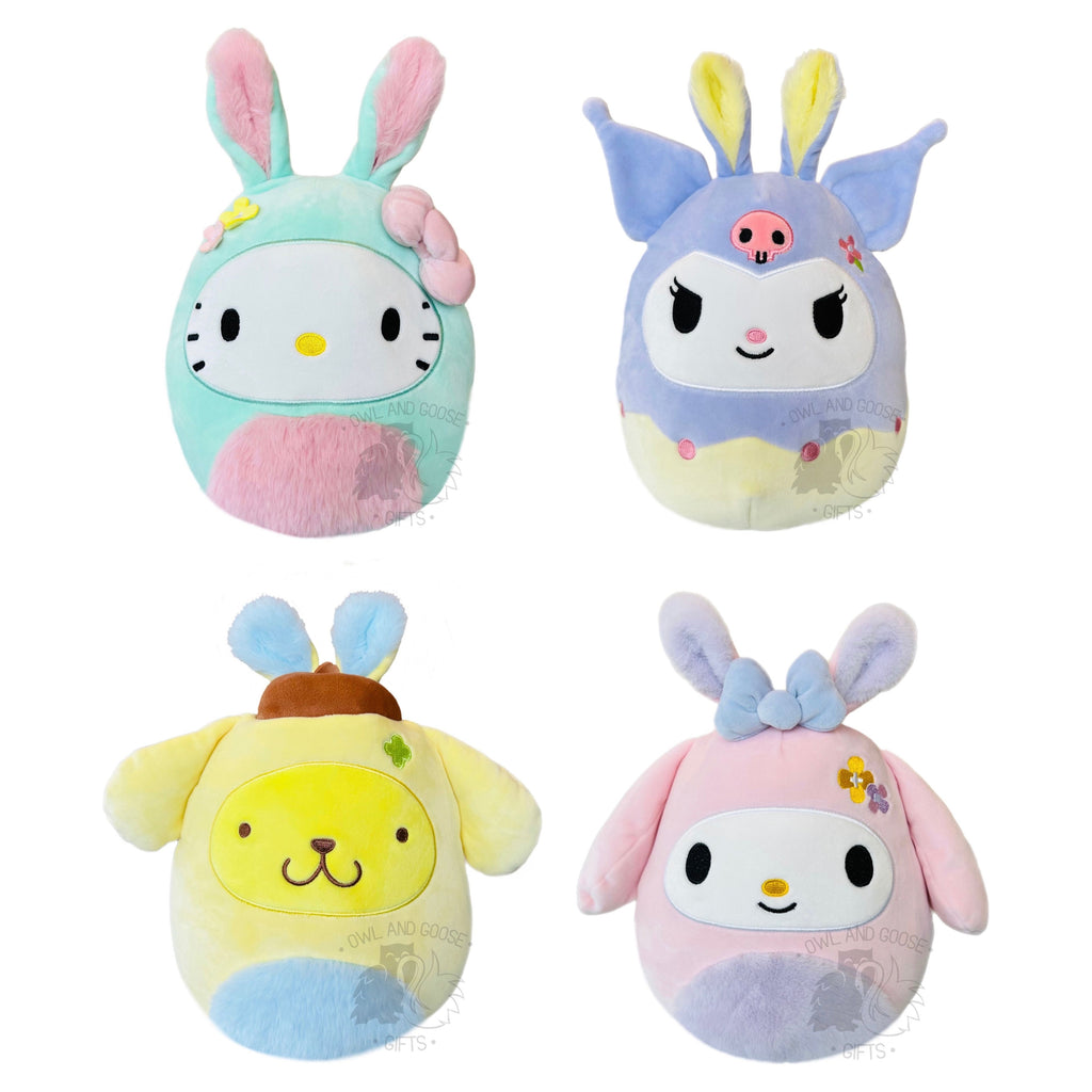Squishmallow 8 Inch Sanrio Easter Set of 4 - Hello Kitty, Kuromi, Pompompurin, My Melody