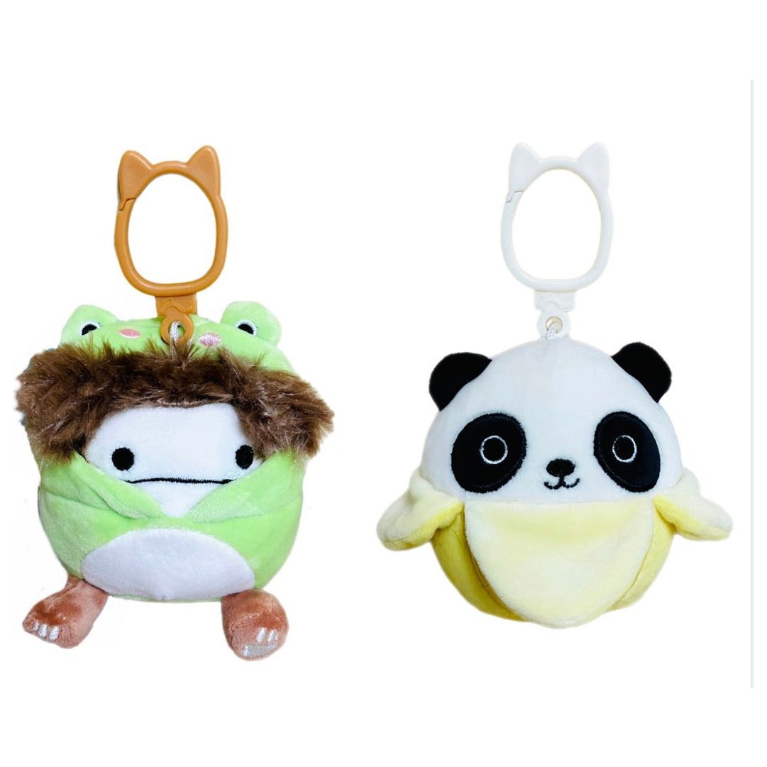 Squishmallow 3.5 Inch Plush Clip 2 Pack - Benny in Frog Costume and Stanley Banana Panda