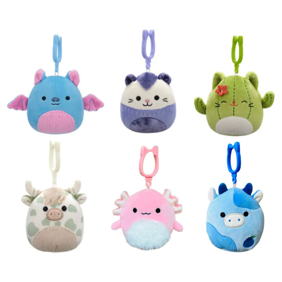 Squishmallow 3.5 Inch Clip Fall Assortment A Set of 6 - Boyle, Blanche, Ms. Miss, Celestino, Archie, Rutanya