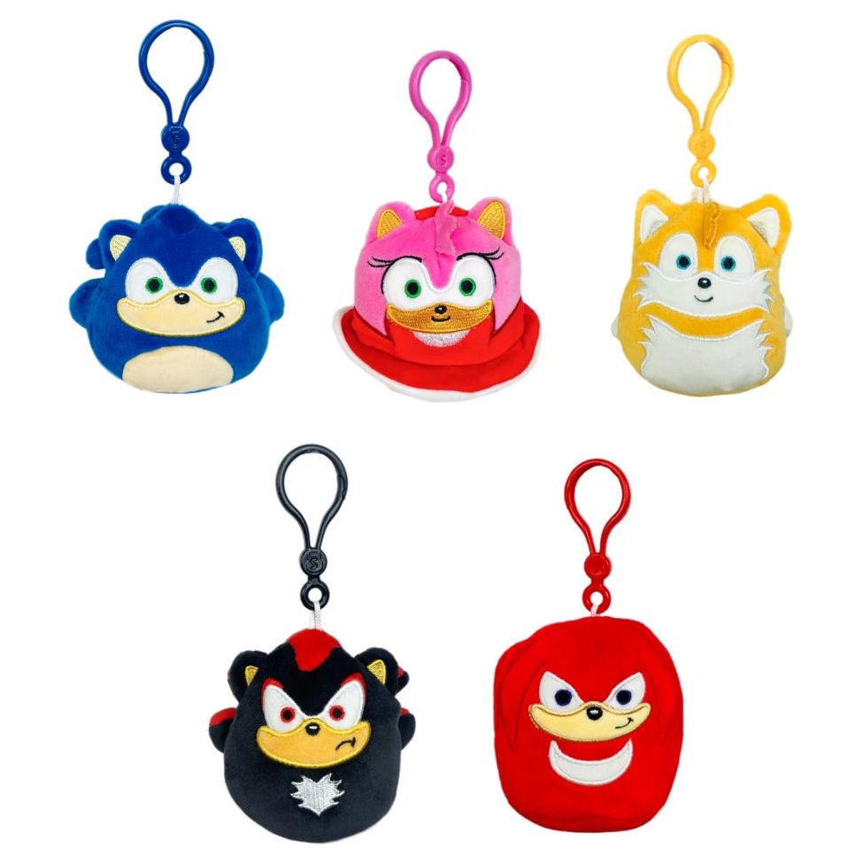 Squishmallow 3.5 Inch Clip Sonic the Hedgehog Set of 5 - Sonic, Amy, Tails, Shadow, Knuckles
