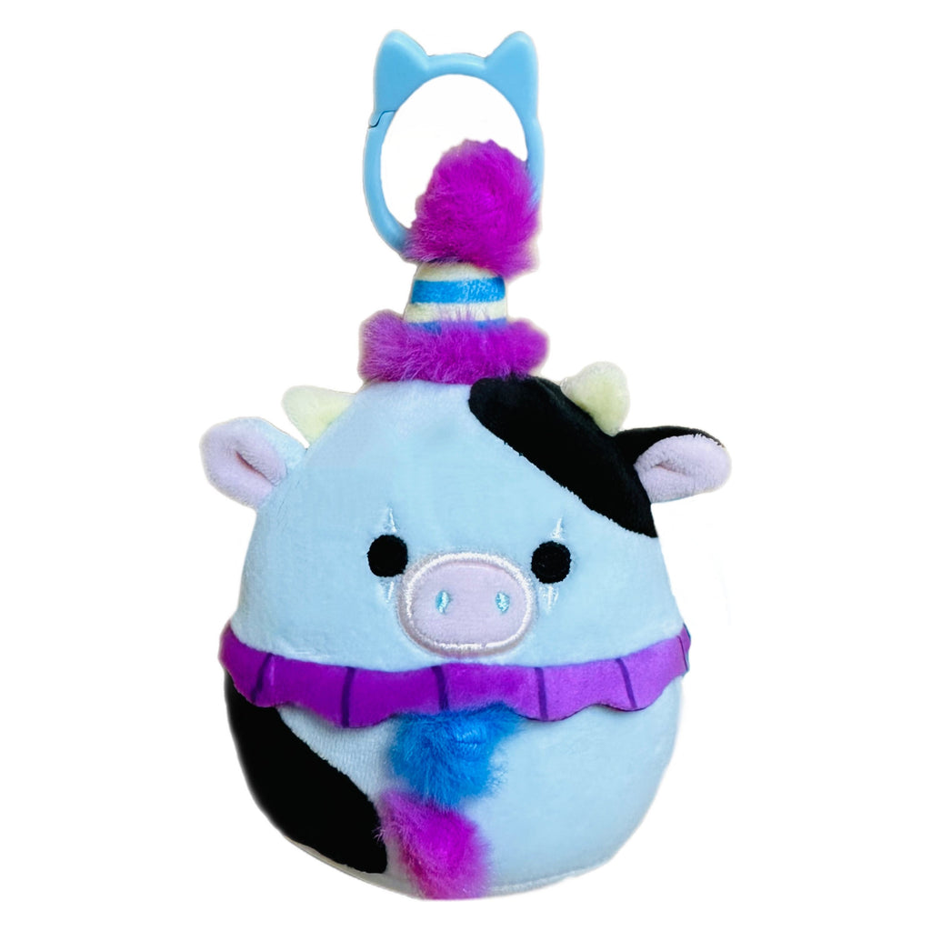 Squishmallow 3.5 Inch Cillian the Clown Cow Plush Clip