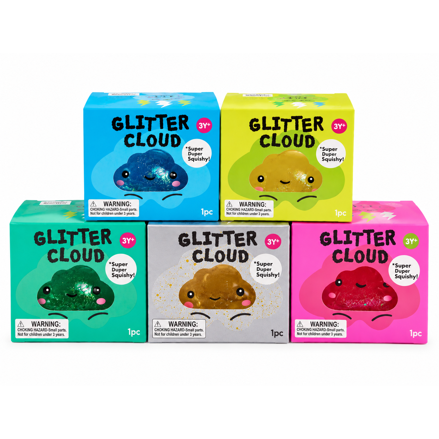 J'adore 3 Inch Glitter Cloud Squishy Fidget Sensory Toy - BLUE