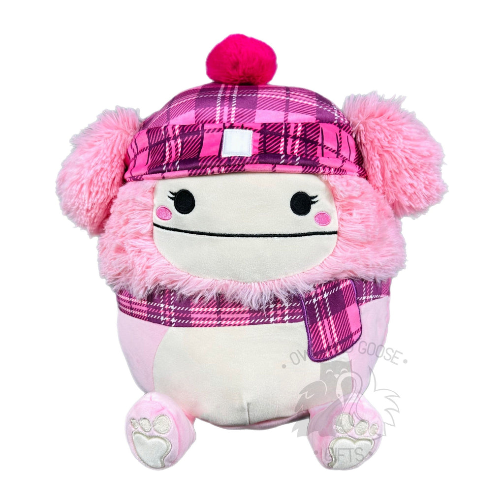 Squishmallow 8 Inch Brina the Pink Bigfoot with Hat & Scarf Christmas Plush Toy