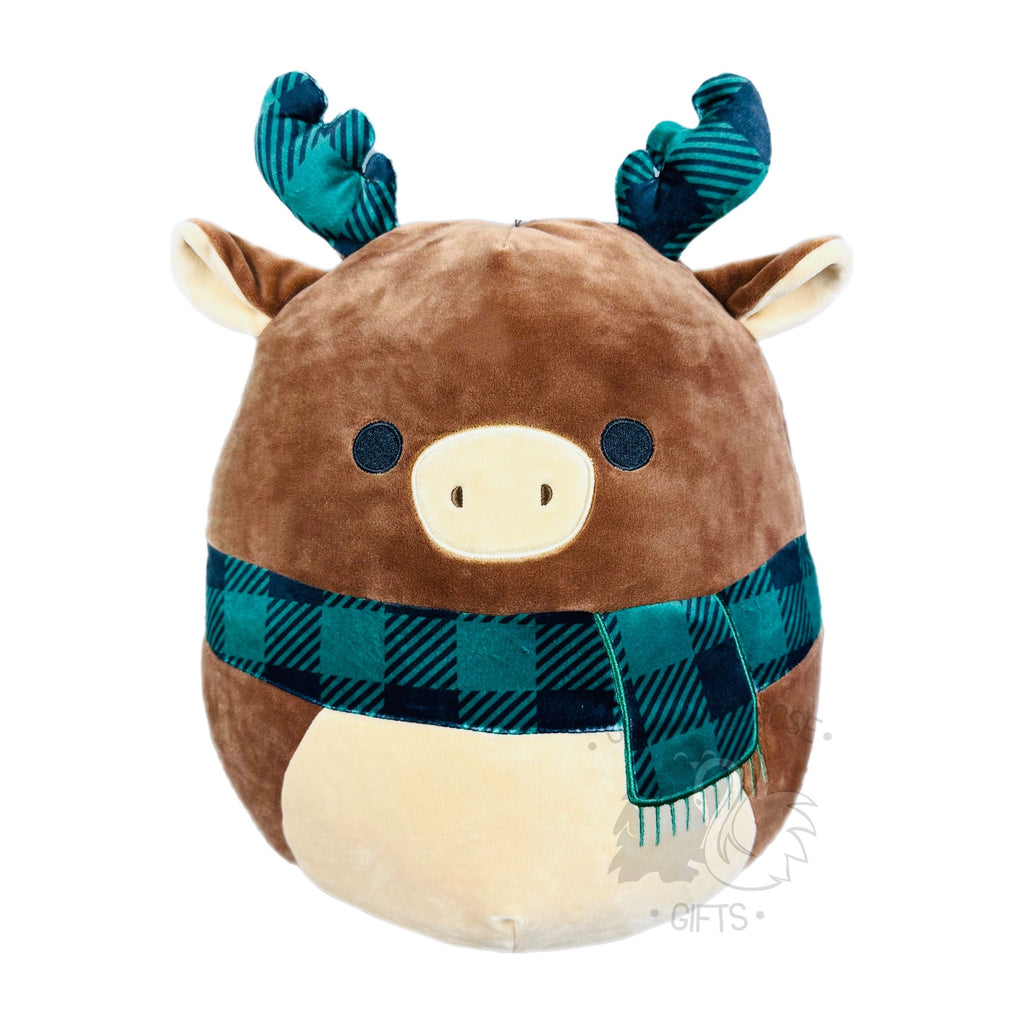 Squishmallow 12 Inch Buford the Moose with Plaid Scarf Christmas Plush Toy
