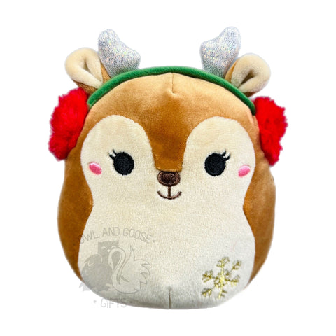 Squishmallow 5 Inch Darla the Deer with Earmuffs Christmas Plush Toy