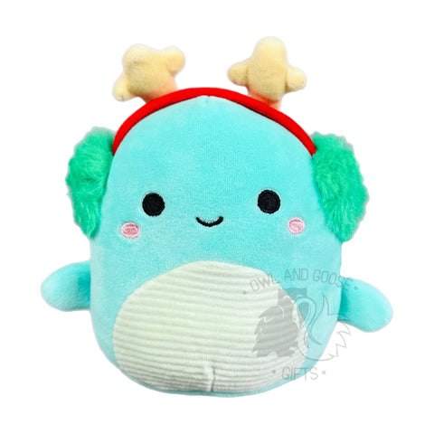 Squishmallow 5 Inch Nessie the Loch Ness Monster with Earmuffs Christmas Plush Toy