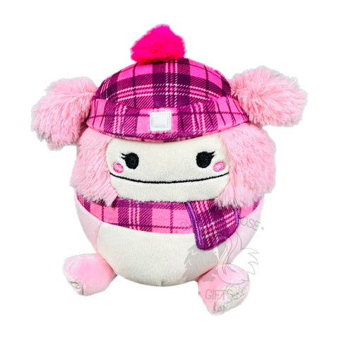 Squishmallow 5 Inch Brina the Pink Bigfoot with Hat & Scarf Christmas Plush Toy