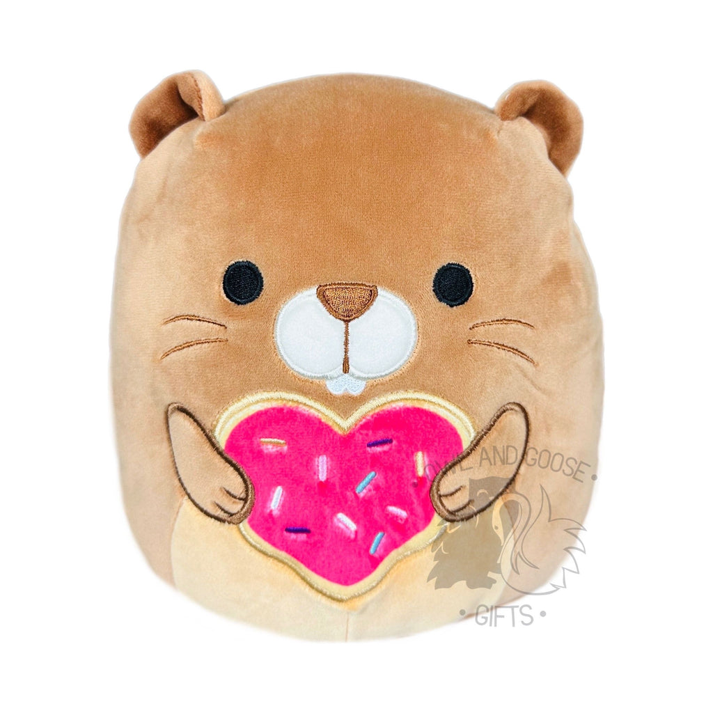 Squishmallow 8 Inch Chip the Beaver with Cookie Heart Valentine Plush Toy