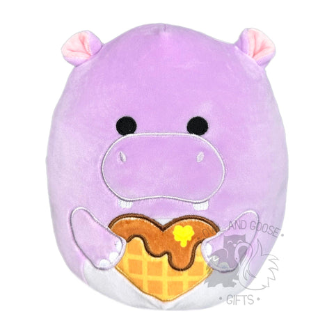 Squishmallow 8 Inch Hanna the Hippo with Waffle Heart Valentine Plush Toy