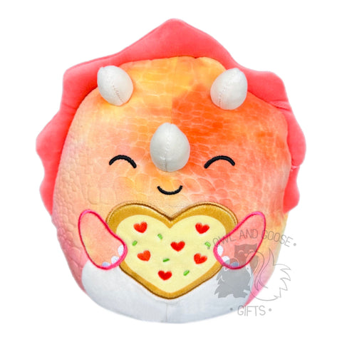 Squishmallow 12 Inch Trinity the Triceratops with Pizza Heart Valentine Plush Toy