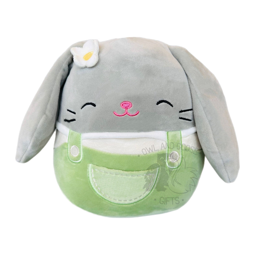 Squishmallow 8 Inch Blake the Gray Bunny in Overalls Easter Plush Toy