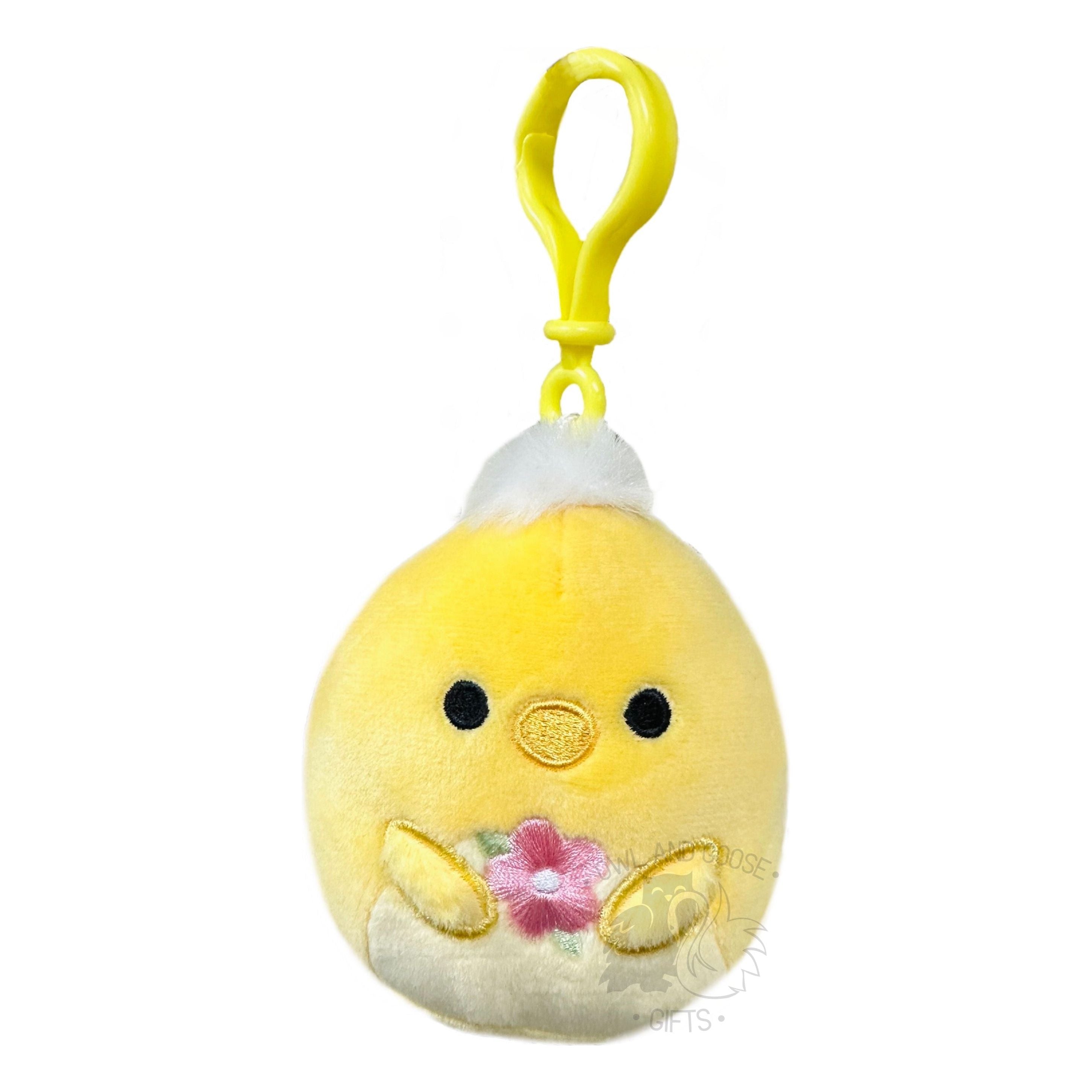 Squishmallow 3.5 Inch Triston the Chick with Flower Easter Plush Clip