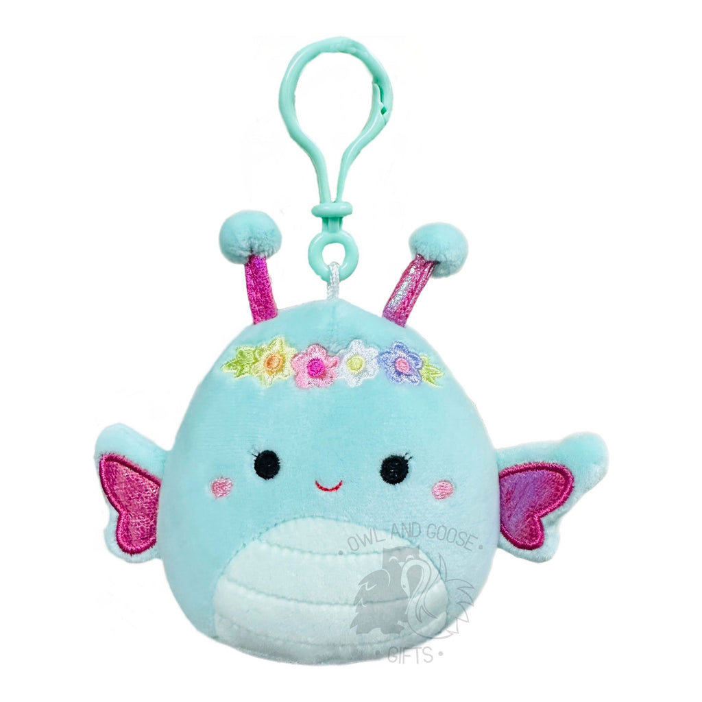 Squishmallow 3.5 Inch Reina the Butterfly with Flower Headband Easter Plush Clip
