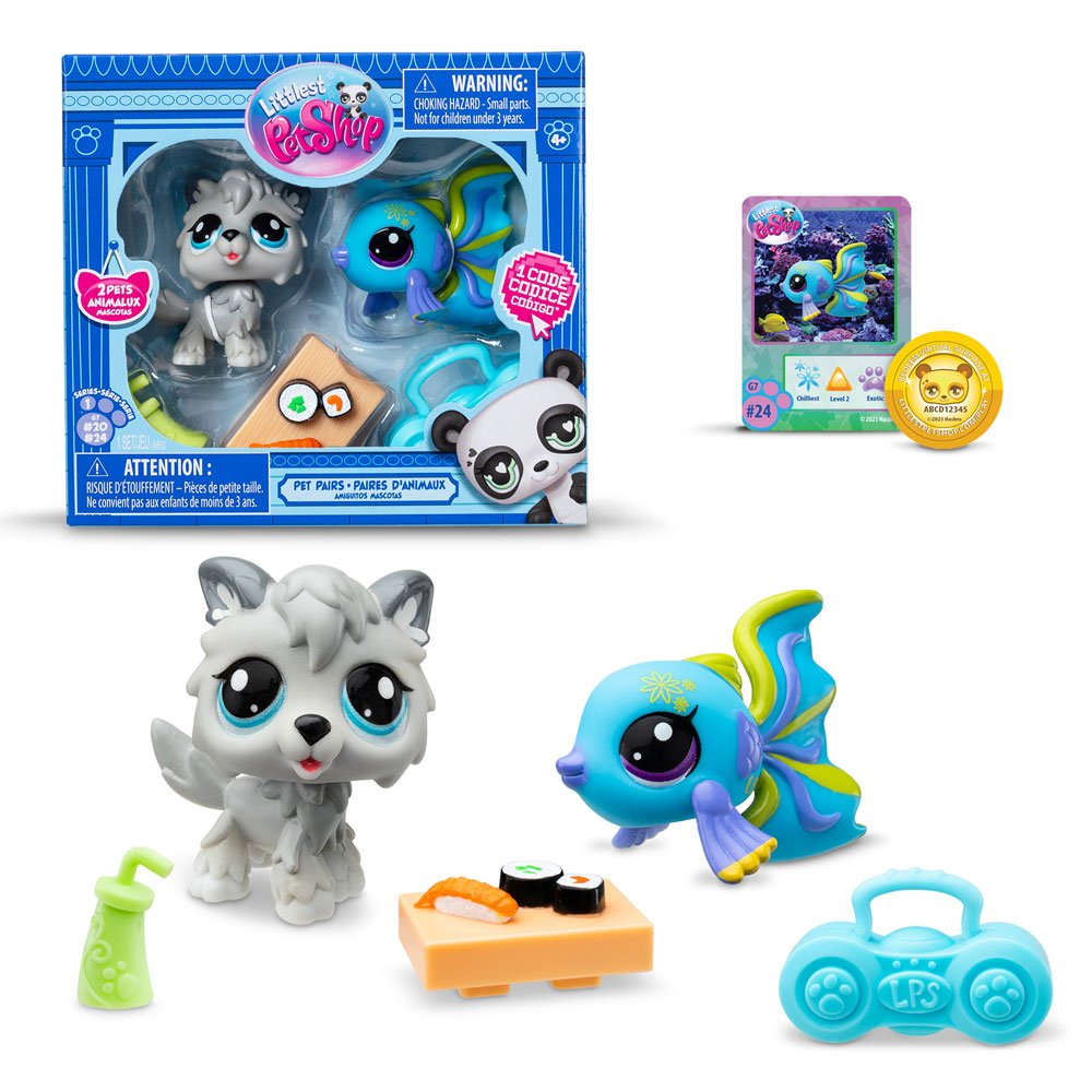 Littlest Pet Shop Pet Pairs Play Set - Wolf #20 and Guppy #24