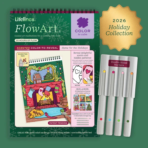 Lifelines FlowArt Color-To-Reveal - Home For The Holidays - Scented Holiday Meditative Art
