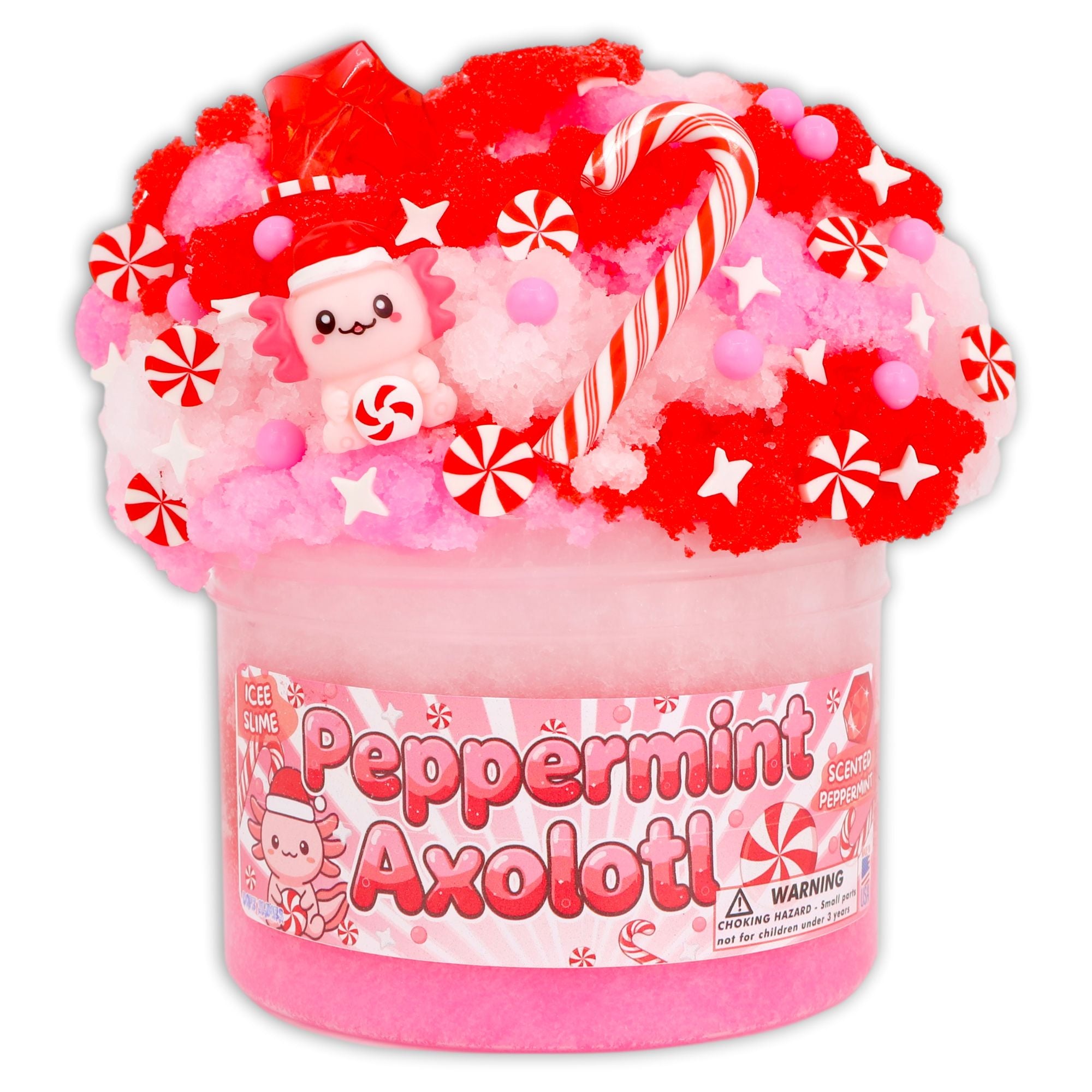 Dope Slimes 8 oz Peppermint Axolotl Holiday Slime