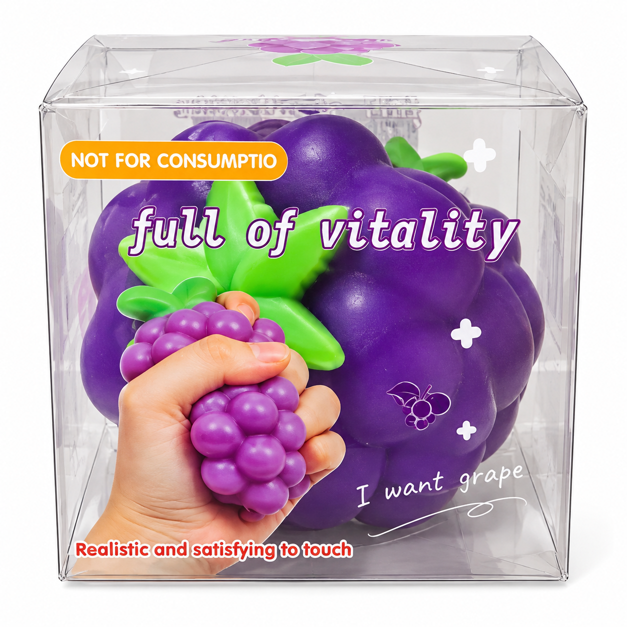 Crunchy Grape Squishy 3 Inch Crunchy ASMR Squishy Sensory Toy