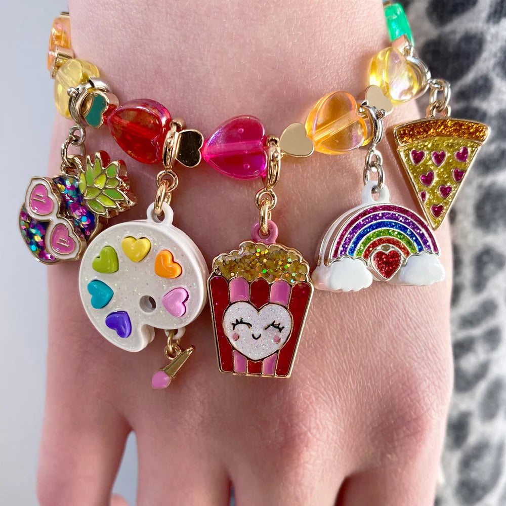 Charm It! 6 Inch Gold Rainbow Stretch Charm Bracelet