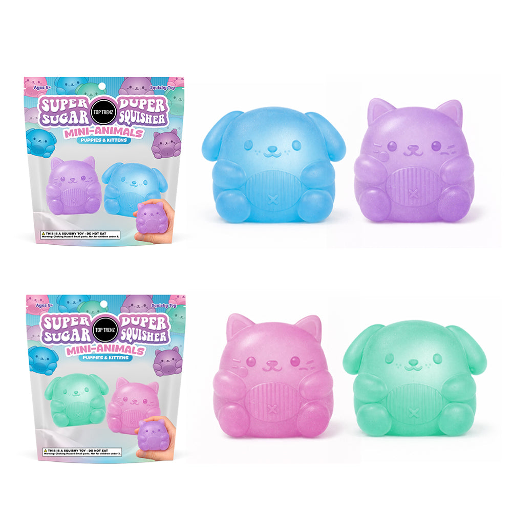 Top Trenz Super Duper Sugar Squisher Mini 2 Pack - Kitty and Puppy - Assorted
