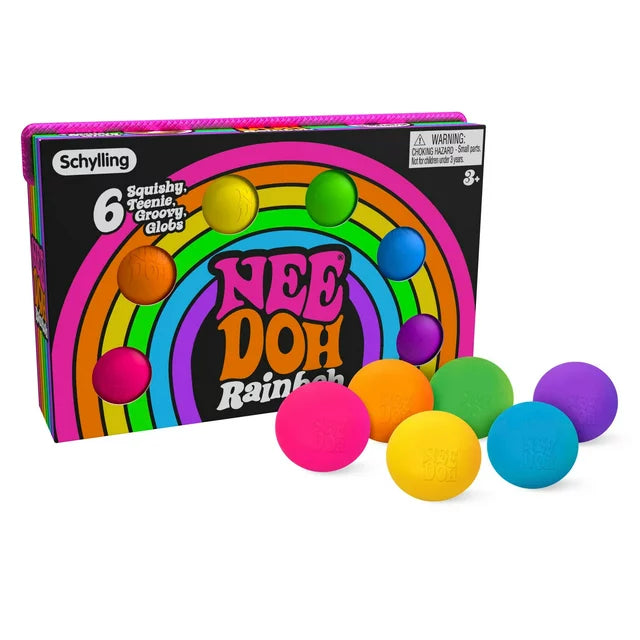Nee Doh Teenie Rainboh 1.5 Inch Squish Ball Fidget Toy - Set of 6