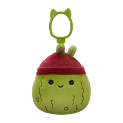 Squishmallow 3.5 Inch Salim the Pickle with Hat Plush Clip