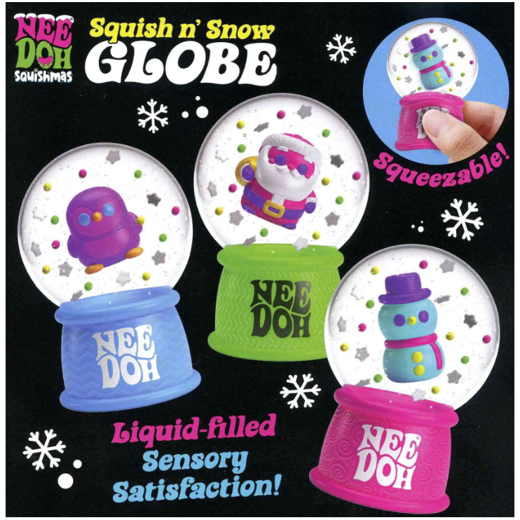 Nee Doh Squish N' Flow Snowglobe 3 Inch Squish Ball Fidget Toy