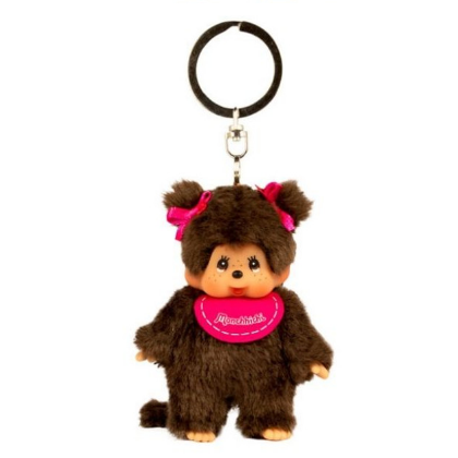 Monchhichi 4 Inch Classic Plush Keychain - Pink Girl