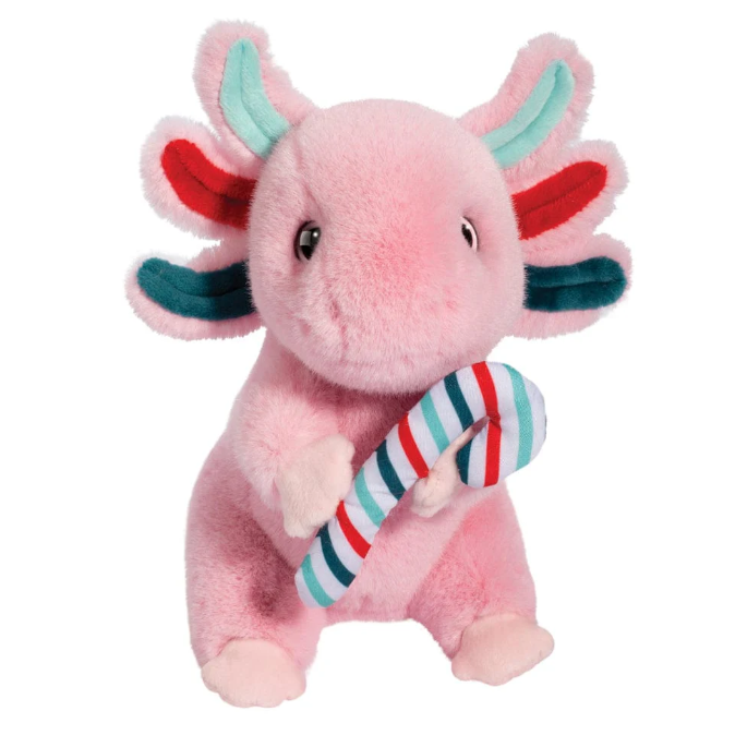 Douglas 7 Inch Holiday Axolotl with Rainbow Candy Cane Plush Toy