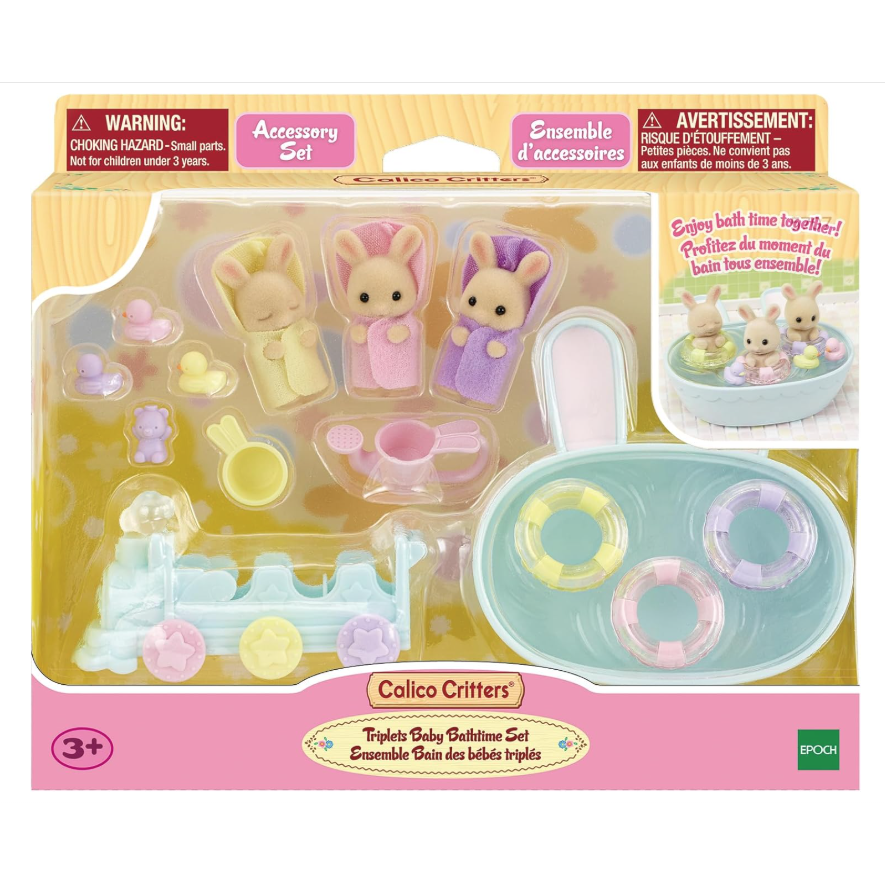 Calico Critters Triplets Baby Bathtime Set