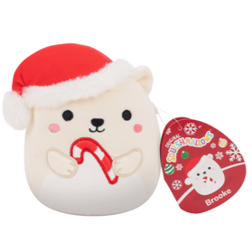 Squishmallow 5 Inch Brooke the Polar Bear with Candy Cane Christmas Plush Toy