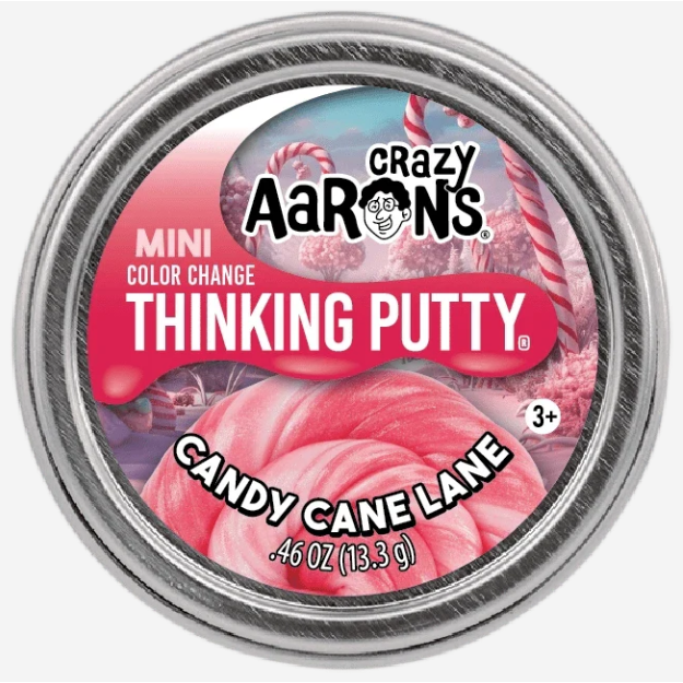 Crazy Aarons Candy Cane Lane Mini 2 Inch Holiday Thinking Putty Tin