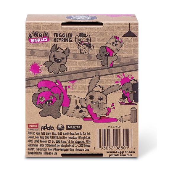 Zuru Fugglers Baby Pinkles 3.5 Inch Plush Keyring - Rabid Rabbit
