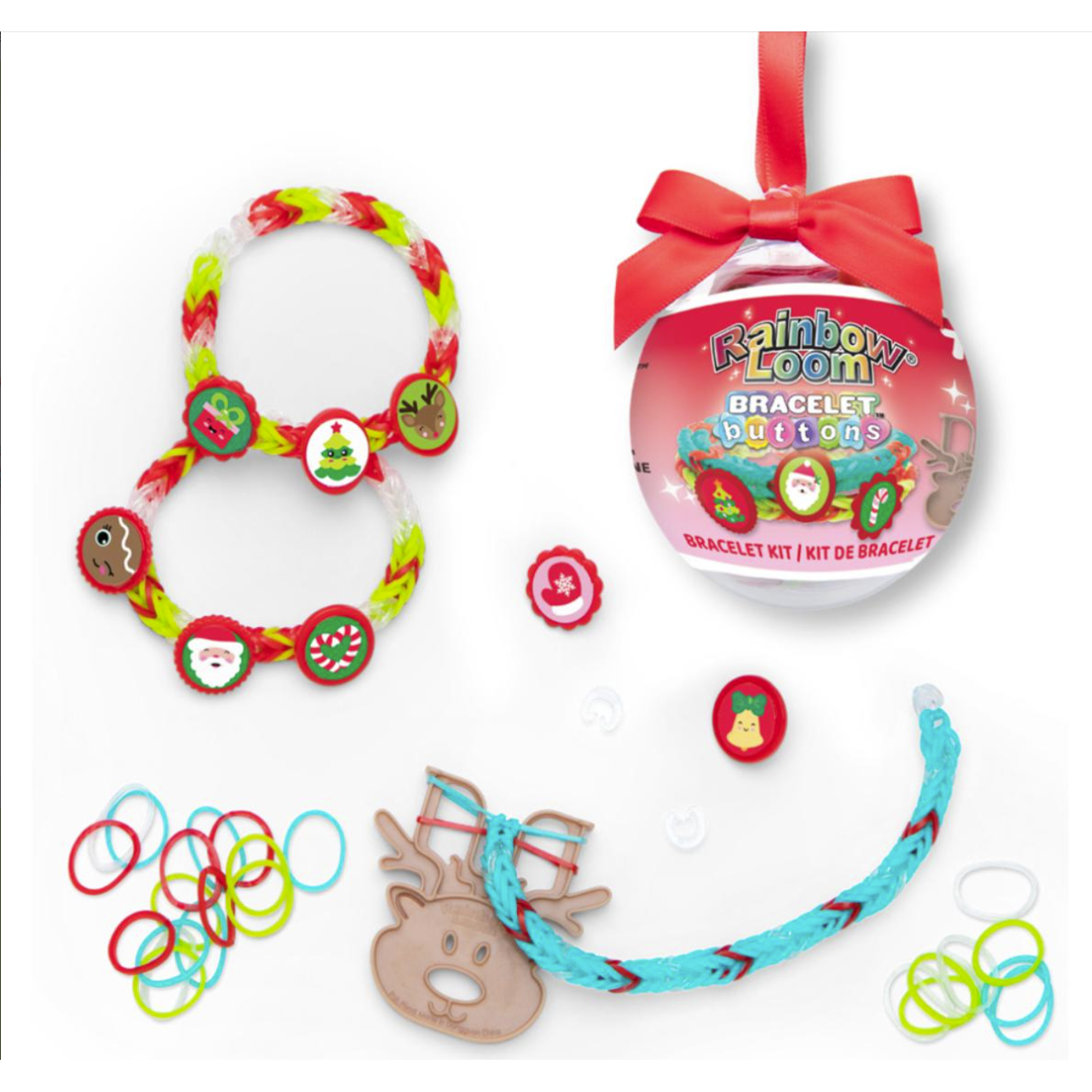 Rainbow Loom Holiday Ornament Bracelet Button Kit