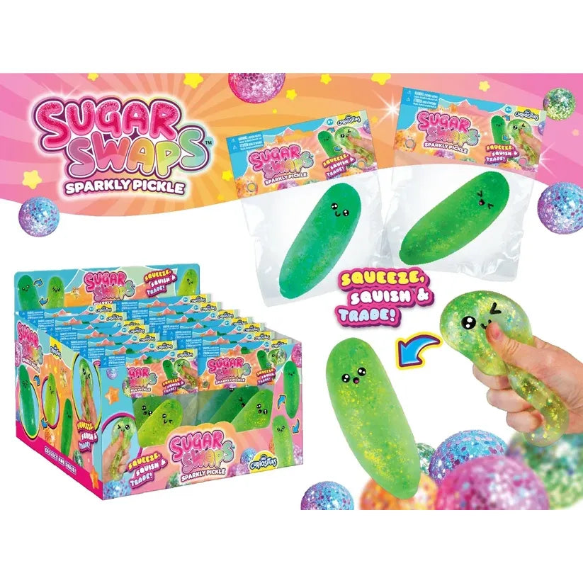 ORB 3 Inch Sugar Swaps™ Sparkly Pickle Squishy Sensory Toy - Assorted