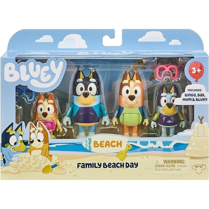 Bluey Family Beach Day Mini Figure 4 - Pack - Owl & Goose Gifts