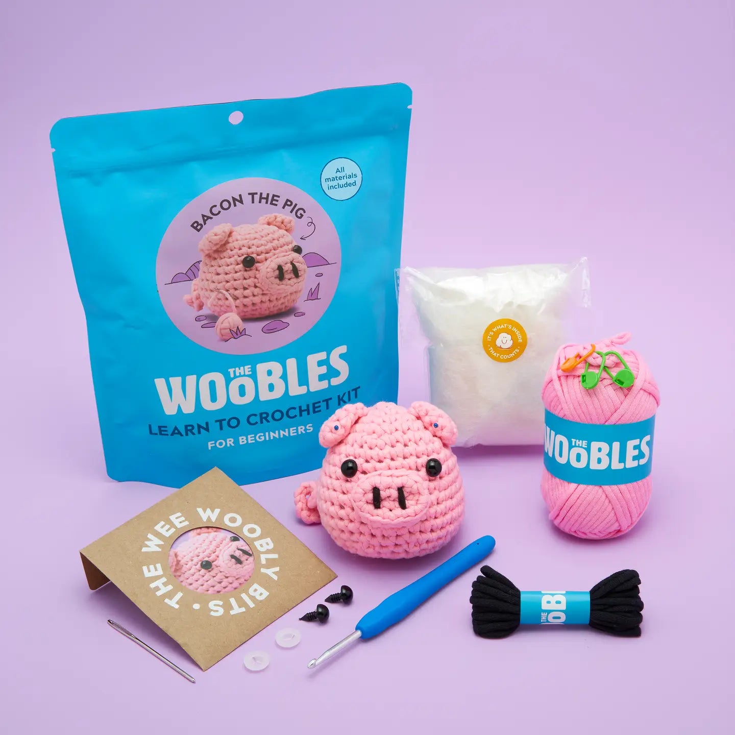 The Woobles Bacon the Pig Beginner Crochet Kit