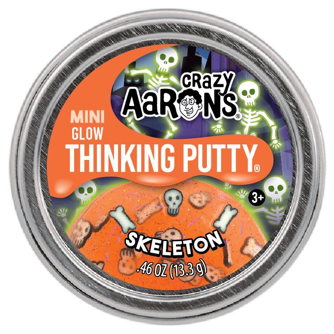 Crazy Aarons Skeleton Mini 2 Inch Halloween Thinking Putty Tin - Owl & Goose Gifts