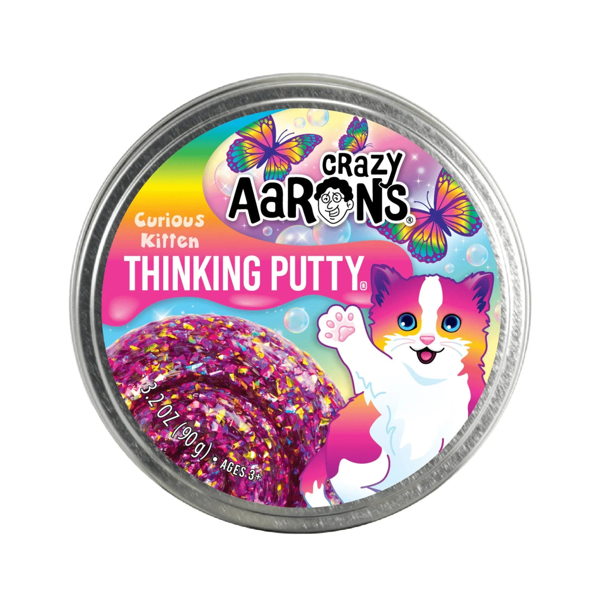 Crazy Aarons Curious Kitten Full Size 4 Inch Thinking Putty Tin - Owl & Goose Gifts