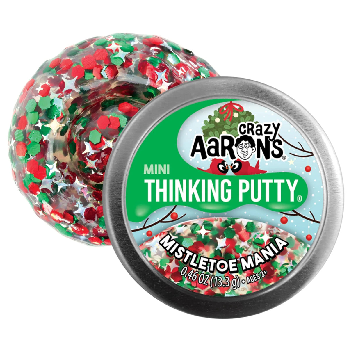 Crazy Aarons Mistletoe Mania Mini 2 Inch Christmas Thinking Putty Tin - Owl & Goose Gifts